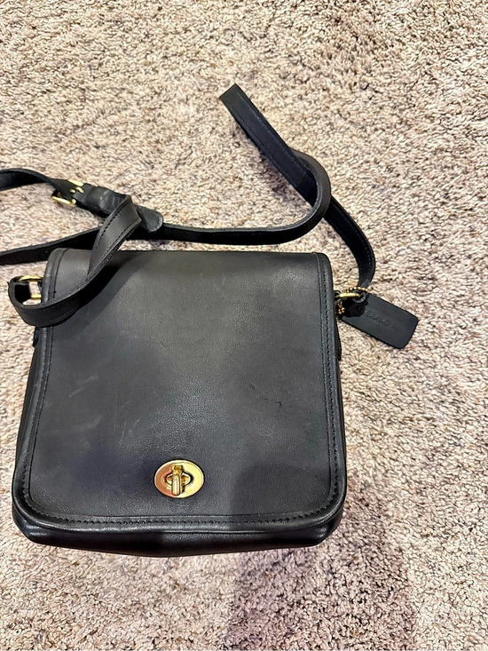 Coach Handbags - Coach Court Bag Black Leather Crossbody Bag